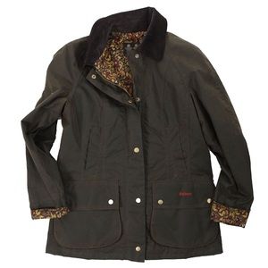 Barbour Beadnell Wax Jacket (Green, Liberty fabric lining)